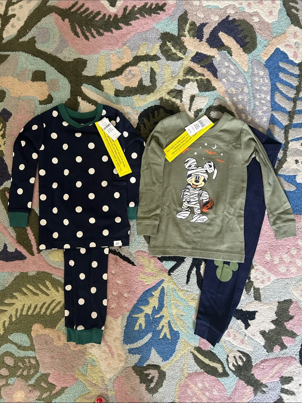 GAP Navy Polka Dot & Olive Mickey PJ Two-Pack Organic